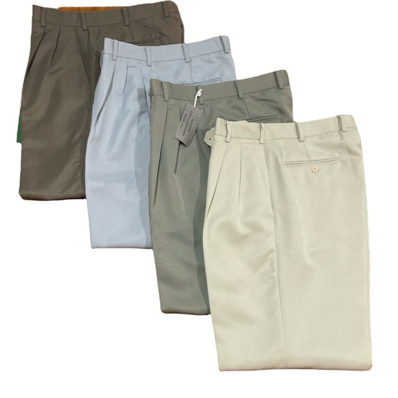 Maxini Collezione Pleated Front Dress Pants Slacks Brown, Gray, Tan Men's 32W - Picture 9 of 9